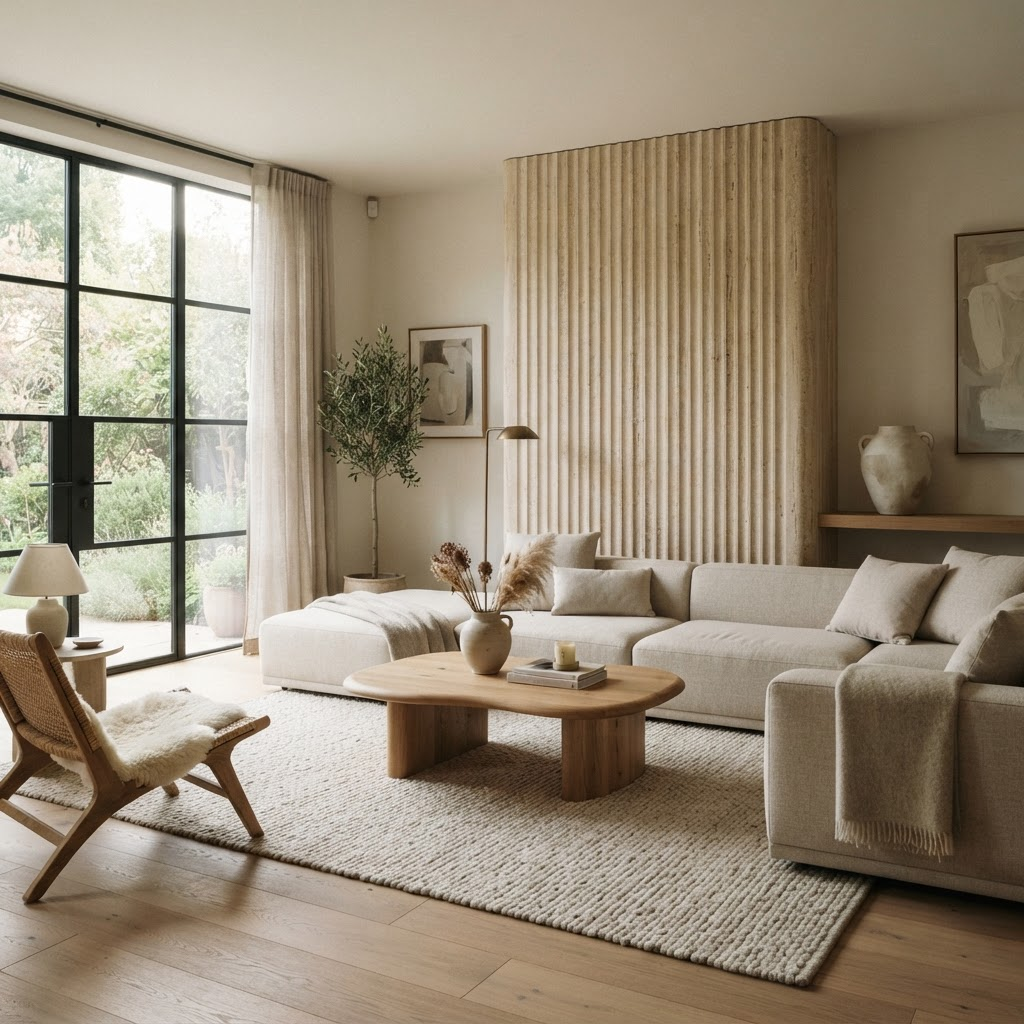 Atrium House — concept space featuring Mineral — Travertine